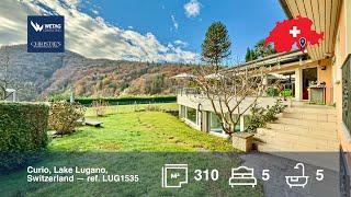 Lugano-Curio: elegant villa for sale with pool, detached guest annex in Switzerland