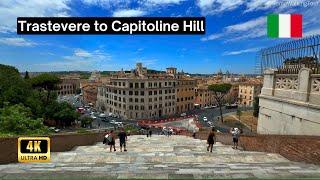 Trastevere to Capitoline Hill via Tiber Island - Rome Walking Tour 4k