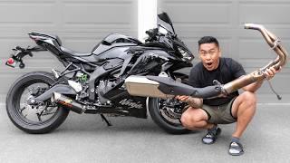 KAWASAKI NINJA ZX4-RR FULL TITANIUM EXHAUST INSTALL!