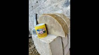 Crafting half round coping ️ #stonework #stonewalling #handcrafted #stone #skills