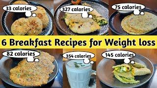 6 Breakfast recipes for weight loss | High Protein breakfast | Diet recipes to lose weight fast