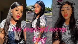 sleek side swoop on lacefrontal wig| 90s inspired| Ft. ISHOW HAIR