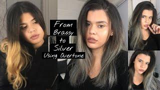 How To Get Silver Hair Using Overtone | Correcting Brassiness