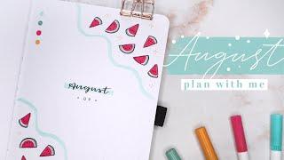 August 2023 bullet journal setup | plan with me | cute & summery watermelon theme 