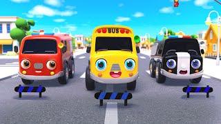 Wheels On The Bus Go To Town | Fly Over The Barrier | Nursery Rhymes & Kids Songs - Baby Car Songs