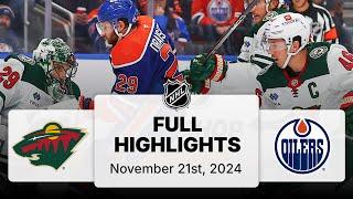 NHL Highlights | Wild vs. Oilers - November 21, 2024