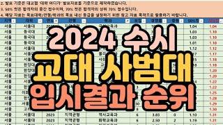 [수시장인] 2024 수시 교대 사범대 입시결과 / 2023 수시 교육학과 입결 순위 / 교대 사범대 수시등급 등급컷 합격컷 내신컷