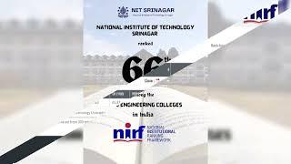 NIT Srinagar has been Ranked 66th in Engineering Category in NIFR Ranking 2022