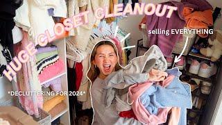 HUGE CLOSET CLEANOUT FOR 2024 | decluttering, organizing, and getting rid of everything!