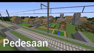 building a railway in a village, minecraft modded