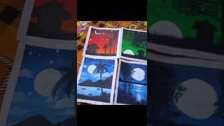 4 easy moonlight scenery.#shorts #shortvideo#howto#stepbystepscenery #painting#satisfying#moonlight