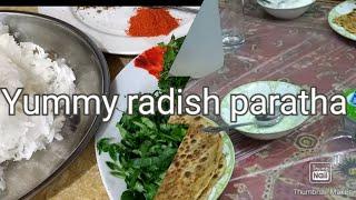 Today we routine I am making radish parathawith Amna Queen