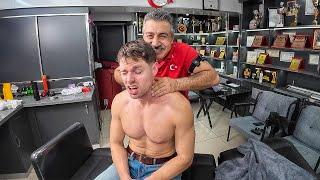 Turkey's INSANE strong man Barber takes American Cowboy for a ride 