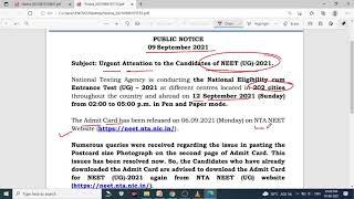 Urgent Attention to the Candidates of NEET (UG)-2021 gyanaddabyshefali