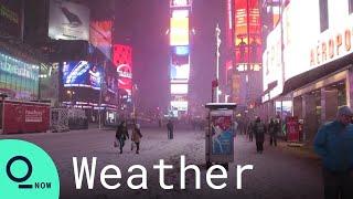 Timelapse Shows Times Square Hit by New York Snow Storm