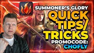 Summoner's Glory QUICK TIPS / TRICKS! Promocode: CHOFLY