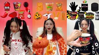 [ASMR] KOREAN CUTE GIRL EATING COLOURFUL FOOD (redorange black) #asmr #koreangirl #viralshorts