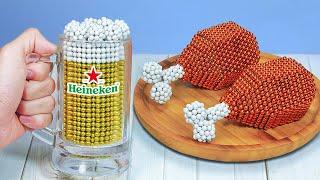 DIY - FAST FOOD Chicken and Beer from Magnetic Balls Satisfying ASMR & Magnet Challenge!