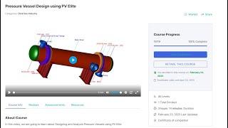 About Video Streaming course Pressure Vessel Design using PV Elite   English