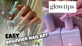 3XL MINT GREEN WAVY FRENCH NAILS | GLOWTIPS UK Gel Polish Unboxing | BEGINNER NAIL ART TUTORIAL