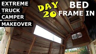 Extreme Truck Camper DIY Makeover to Travel Trailer Ι RV Renovation Series Ι Bed Frame Ι Day 20
