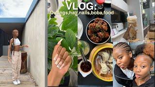 VLOG: outings,hair,nails,content,boba,food|| South African YouTuber