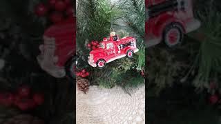 Vintage Fire Truck - Glass Christmas Ornament