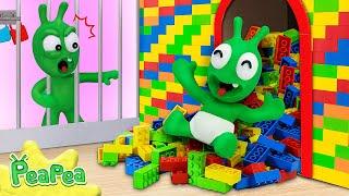 Rescue Mission: PeaPea's Adventure to Find Lost Brother in Lego Maze - Cartoon for Kids