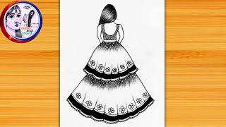 How to draw beautiful girl backside drawing| pencil drawing for beginners | easy girl drawing