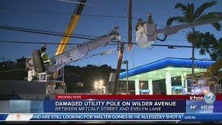 Two westbound lanes are closed between Metcalf Street and Evelyn Lane due to a damaged pole