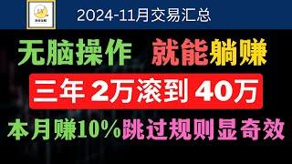 无脑操作，就能躺赚，三年2万滚到40万美金，本月赚10%，跳过规则显奇效避开大亏损｜现金流策略