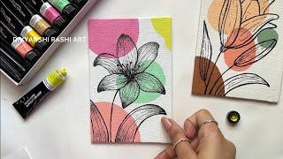 BOHO ART Satisfying Painting process | Botanical Acrylic Painting with Pastel Aesthetics