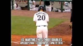 J.D. Martinez hits three doubles and wins the game for the Lexington Legends (April 22, 2010)