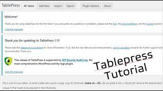 Intro to TablePress: Tutorial for Wordpress 2020