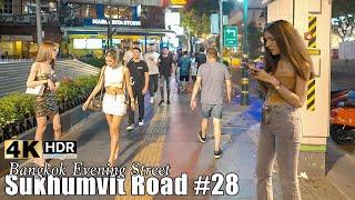  4K HDR Bangkok | So Many Freelancers & Pretty Ladies  | Sukhumvit Night Walk #28