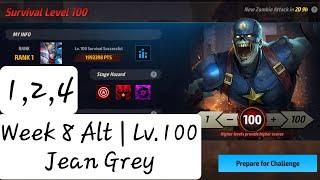 Zombie Week 8 Alt: Lv.100 - Jean Grey｜Ban 1,2,4 & Leadership｜Zombies Recover HP