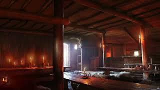 Viking Mead Hall   Relaxing Fireplace with Crackling and Nordic Ambiance  for Sleeping and Study