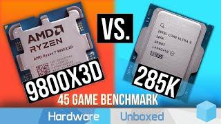 AMD Ryzen 7 9800X3D vs. Intel Core Ultra 9 285K, 45 Game Benchmark