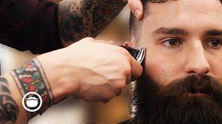 Big Bearded Barber Gets a Super Slick Haircut & Beard Trim | The Dapper Den Barbershop