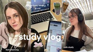 STUDY VLOG  Assignments, Busy Week @ Uni, Cafe Studying, Student Daily Routine & 4am Morning ᶻ 𝗓 𐰁