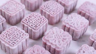 Taro Snow Skin Mooncake , soft and chewy｜Homemade taro paste