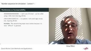 Giray Ökten: Number sequences for simulation - lecture 1