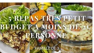 2€ par repas : recettes faciles et rapide