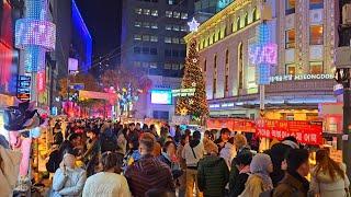 Myeongdong is starting to look like Christmas  November 2024 | Seoul, South Korea 명동 明洞