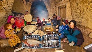 Family Feast in a Cave: Cooking Fresh Fish and Bread in an Afghan Village Morning