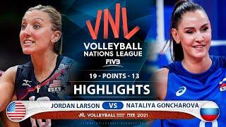 Jordan Larson vs Nataliya Goncharova | USA vs Russia | Highlights | VNL 2021 (HD)