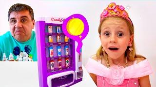 Nastya turns into princesses while playing magic candy shop