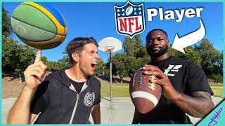 Challenging NFL PLAYER to TRICK SHOT H.O.R.S.E.! Basketball vs Football!