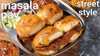 mumbai street style masala pav recipe | bhaji stuffed masala pav | pav bhaji sandwich