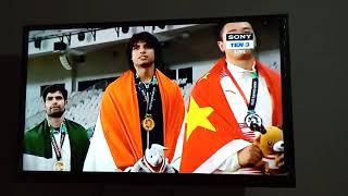 Neeraj Chopra Winning Ceremony In Asian Games 2018